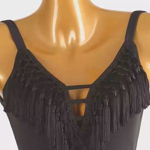 Vestido de baile latino de una pieza para mujer, traje de baile de escenario, seda elástica/algodón, talla adulta S114 - Product Image 5