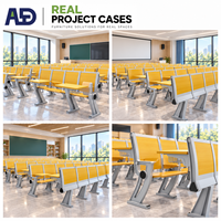Chaise d'auditorium commerciale avec siège rembourré, dossier, tablette d'écriture, cadre en acier inoxydable, sièges pour salle d'attente scolaire