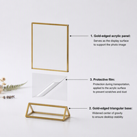 Support de table vertical de luxe en acrylique A6 avec cadre doré sérigraphié, base triangulaire durable, pour numéros de table DIY