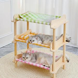 3-<strong>Tier</strong> Solid Wood <strong>Cat</strong> <strong>Bed</strong> with Sisal Pad - Extra Large Multi-Functional Scratching &amp; Resting Perch for All Seasons - Product Image 1