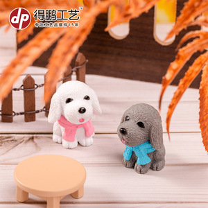 Figurines de chiot miniatures avec écharpe, ornement de bureau compact, cadeau décoratif pour la maison, anniversaire, Depeng Crafts - Product Image 3
