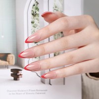 Fengshangmei – Faux ongles à presser, design stiletto, couvrance totale, 24 pièces, en ABS, avec colle, pour doigts, longueur longue, couleurs variées