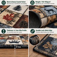 Tapis de sol rectangulaire en polyester à poils ras, antidérapant et lavable, motif Forêt et Faune, pour salon