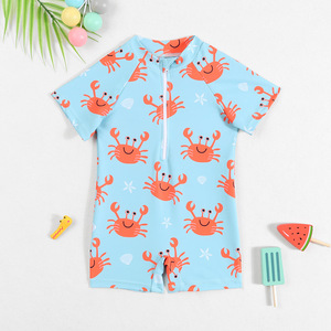 <span class=keywords><strong>Maillot</strong></span> <span class=keywords><strong>de</strong></span> <span class=keywords><strong>bain</strong></span> une pièce pour garçons, collection été 2026, avec fermeture éclair, manches courtes, style boxer, motif petit crabe, 0-4 ans - Product Image 2