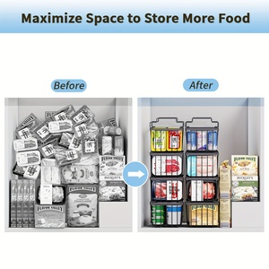 Lot de 4 bacs organisateur de congélateur <span class=keywords><strong>coffre</strong></span> empilable bacs organisateur de congélateur profond obtenir de la nourriture facilement avec poignée - Product Image 5