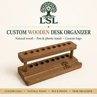 Porte-stylo en bois massif avec support pour téléphone portable, organiseur de bureau multifonctionnel pour le bureau et la décoration de la maison