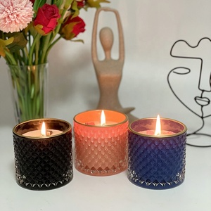 Bougies en verre en relief décorer la chambre à coucher méditation bougies d'aromathérapie en cristal minéral naturel avec fleurs séchées avec couvercle - Product Image 1