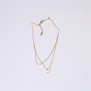 Collar minimalista de acero inoxidable para mujer, Mini Cadena de cuerda de 2 capas, colgante de Luna delicada - Product Image 4