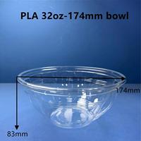 16oz 32oz Bol rond de petite taille de couleur claire Boîte à fruits jetable Matériau Pla Récipient pour aliments à emporter