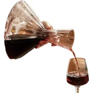 1000มิลลิลิตรทำด้วยมือปั่นแก้วคริสตัลขวดเหล้าไวน์แดงที่มีฐานไม้ในกล่อง Gif