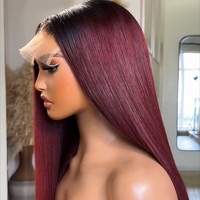 Cabello Virgen 1B/99j, Cabello Humano Vietnamita 100% Lujoso y Largo, Liso Natural, Cutícula Alineada, HD para Peluca con Cierre de Encaje Frontal, Sin Pegamento