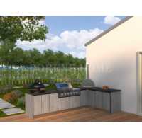 2025 Dorene Cuisine d'extérieur modulaire moderne avec armoires en aluminium, plaque chauffante intégrée, évier et gril pour le divertissement dans la cour