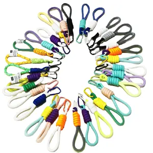 cloth phone bag handmade custom gift keyring with hand braided lanyard knot rope keychain