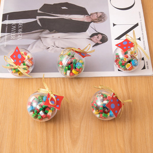 Gomme à effacer en forme de boule de Noël, PVC, ronde, dessin animé, à suspendre, cadeau pour étudiant, papeterie en gros - Product Image 2