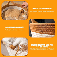 Cama Acogedora para Mascotas, Cesta Plegable para Perros y Gatos, Transpirable y Duradera, Casa de Dormir Tejida para Mascotas con Pelota de Juguete