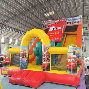 Tobogán Inflable Doble de Lightning <span class=keywords><strong>McQueen</strong></span>, Casa de Brinco Roja con Obstáculos para Eventos - Product Image 1