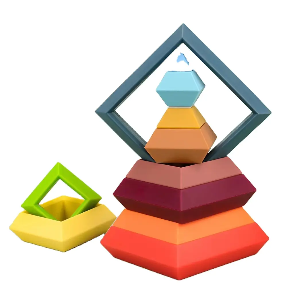 6 Pcs Piramide Stapelen Speelgoed Gebouw Piramide Snelheid Kubus Blokken Siliconen 3D Puzzel Stem Training Speelgoed Voor Kids Stacker Baby 'S