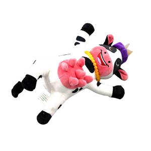 Llavero de Peluche de Vaca de Dibujos Animados Personalizado, Suave y Adorable, con Gorro Morado y Cuentas, Colgante de Juguete de Peluche - Product Image 2