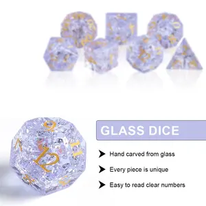 Set di dadi di vetro D & D personalizzati DND dadi di cristallo per feste da tavolo gioco di ruolo con pietre preziose dadi RPG