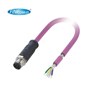 Cable de señal eléctrica Can-BUS Finecables, conector macho M12 de 5 pines