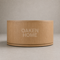 Table basse ronde en chêne massif OAKEN, style américain, pour salon, table basse contemporaine luxueuse, meubles pour la maison