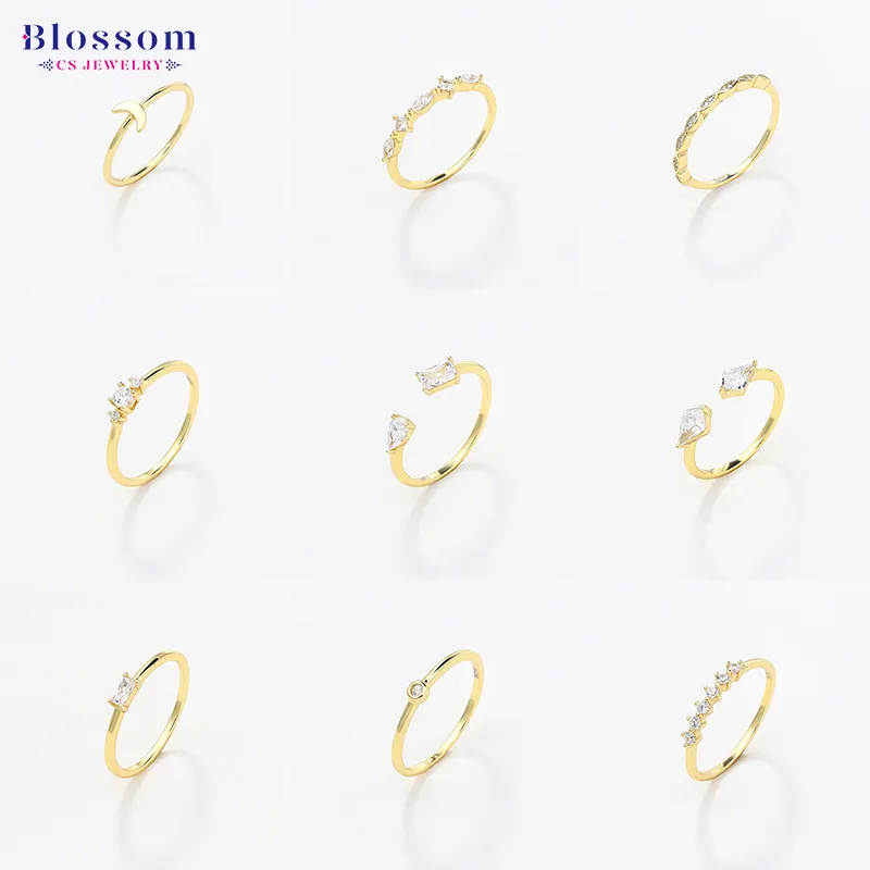 Blossom CS เครื่องประดับระเบิดผลิตภัณฑ์ใหม่ผู้หญิงเครื่องประดับเพทายแหวน 18 พันทอง 925 เงินสเตอร์ลิงแหวนลําลองสําหรับสุภาพสตรี