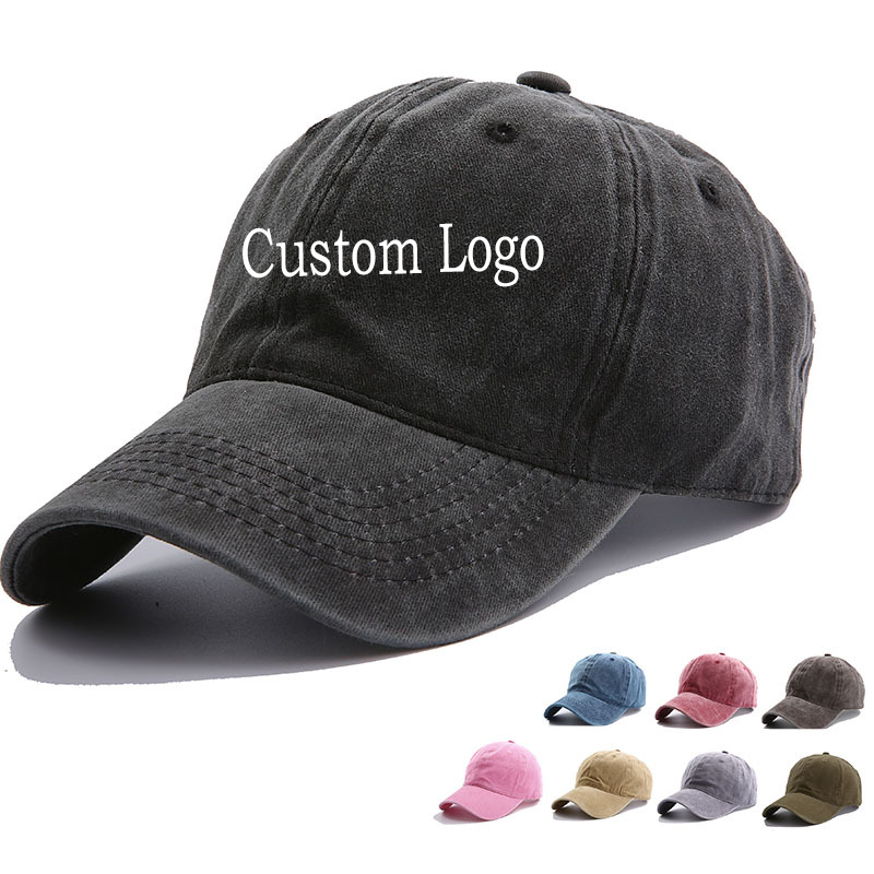 Aangepaste Vintage Verontruste Gewassen Katoen Ongestructureerde Sport Baseball Cap Leeg Golf Vader Hoeden Voor Vrouwen En Mannen