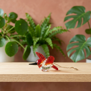 Ornement en verre fait main Colibri Rouge Transparent Figurine Décoration de Table Art Déco Design Animal Mariage Baptême - Product Image 4