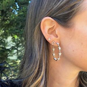 Aros Grandes con Micro Pavé de Circonitas, Joyería de Moda para Mujer de Alta Calidad, Aros de <span class=keywords><strong>Estrella</strong></span> - Product Image 2