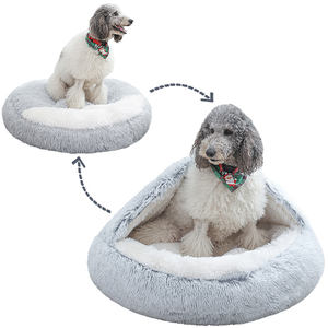 Nid d'émoticônes en peluche confortable pour chiens Matériaux hydrofuges et résistants à la déchirure Lit pour animaux de compagnie à motif solide chaud - Product Image 1