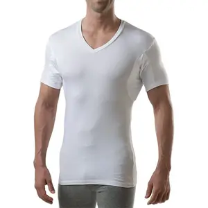 ODM/OEM Modal Spandex blanc respirant col en V sous-vêtements pour hommes t-shirts anti-transpiration