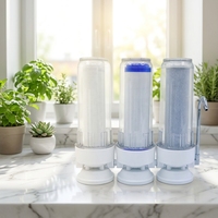 Filtre à eau de cuisine domestique 10 pouces, purificateur d'eau du robinet à une, deux ou trois étapes avec boîtier transparent visible