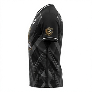 SFANA SPORTS Men's <b>Light</b> Blue Soccer Jersey V-<b>Neck</b> Short Sleeve Sublimated Geometric Print Breathable Polyester Uniform - Product Image 5