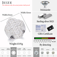 Dropshipping Baguette十字戒指925纯银VVS Moissanite钻石冰镇嘻哈戒指摇滚说唱歌手时尚珠宝