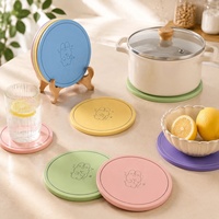 Sous-plat rond en silicone de qualité alimentaire, motif dessin animé, épais, résistant à la chaleur, antidérapant, pour table
