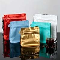 Sacs d'emballage pour café à fond plat haute barrière, prêts à être expédiés, en feuille mate refermable avec fermeture éclair pour grains de café torréfiés