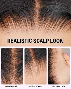 Parrucche MEGALOOK 13x4 HD Lace Front con capelli umani veri, ondulati, sbiancati, con nodi piccoli, pre-impellicolati, lischi - Product Image 3