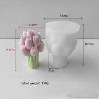 Moule en silicone pour bougie en forme de fleur de tulipe, réutilisable, écologique, non toxique, antiadhésif, résistant à la chaleur, facile à démouler, compatible four et lave-vaisselle