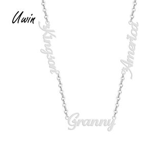 Uwin-Gargantilla de acero inoxidable con letras del zodiaco, collar con nombre personalizado, chapado <span class=keywords><strong>en</strong></span> oro, joyería para mujer - Product Image 5
