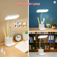 Lampe de lecture de bureau LED moderne à commande tactile, batterie rechargeable, porte-stylo, éclairage réglable pour l'étude, le salon, utilisation DC 5V