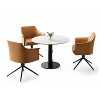 Ensemble de table de négociation en faux marbre moderne pour restaurant, avec fauteuils pivotants à 360° en cuir PU, pour bureau, hôtel, café, réception