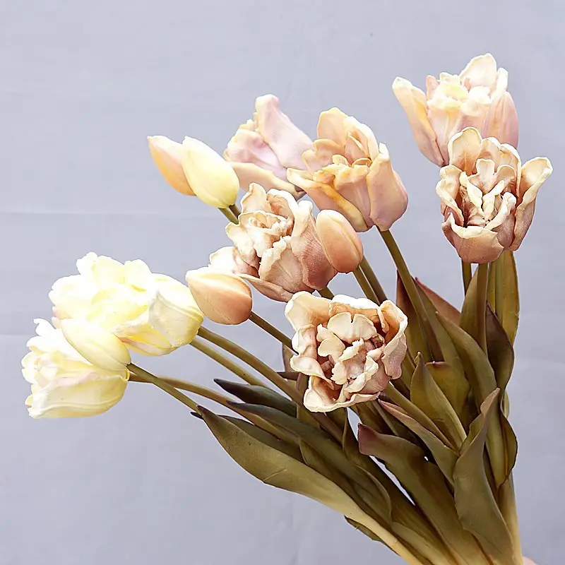 Ramo de flores artificiales de tulipán barroco, decoración de alta calidad, arreglo de flores de otoño, Y-H086