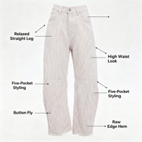 Celana Jeans Pria Bergaris Vertikal, Model Straight Fit, Celana Denim Santai untuk Gaya Jalanan & Kantor Kasual Sehari-hari