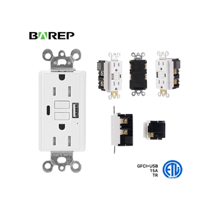 Prise murale BAREP ETL 15A 125V TR GFCI, <span class=keywords><strong>USB</strong></span>-A <span class=keywords><strong>USB</strong></span>-C 4.8A Classe A PC, résistante aux manipulations - Product Image 3