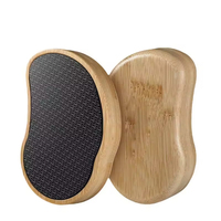 Lime à pieds portable 2-en-1 en verre nano simple face avec manche en bois de bambou, réutilisable pour éliminer les callosités