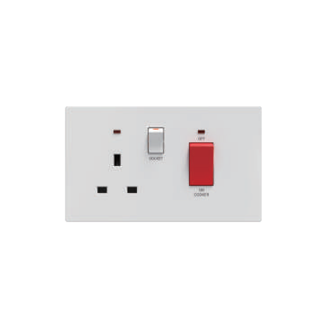 Wholesale 13A Cooker Control Unit With Socket and Neon UK Standard 45A Electrical Wall Switches and Sockets