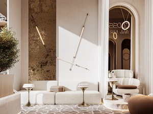 Service de design d'intérieur pour salon de coiffure et de beauté, présentoir multi-niveaux sur mesure et comptoir de présentation incurvé bio - Product Image 5