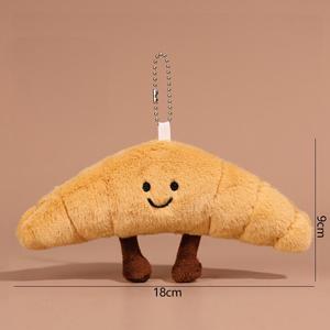 CHENXI Porte-clés en peluche de coton créatif personnalisé, en forme de croissant, de pain roulé ou de beignets au fromage simulés, jouet et breloque - Product Image 5
