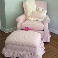 Chaise de maquillage individuelle Yicheng style vintage, dossier haut, avec bordures de jupe de princesse couleur crème, pour salon
