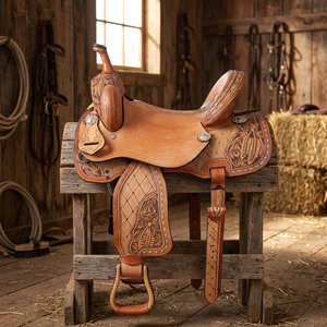 Selle de baril en cuir véritable 100 % faite à la main de haute qualité, type anglais, durable, pour l'équitation, personnalisable, du grossiste indien - Product Image 3